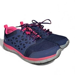 * Reebok 8.5W Women's Navy/Pink Sublite Cushion Work MaxTRAX® Soft Toe Athletic